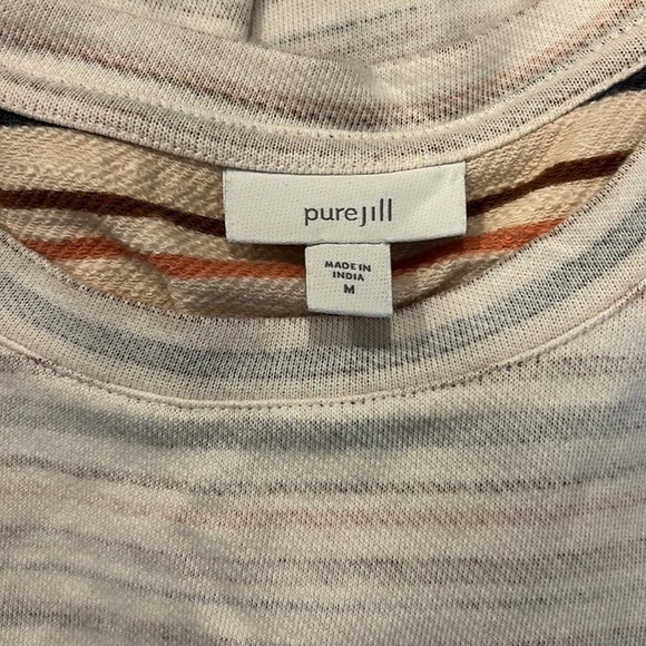 Pure Jill Reversed Stripes Women's Sweatshirt Long Sleeve On-Seam Pockets Medium - Picture 3 of 6